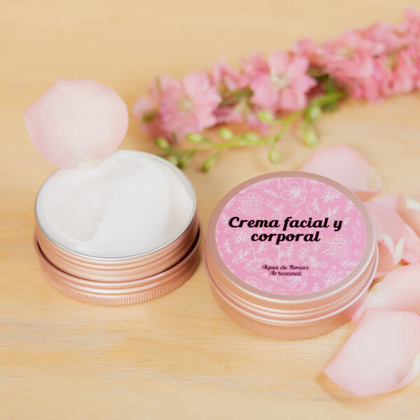 Crema facial <br>y<br> corporal <br>Agua de Rosas